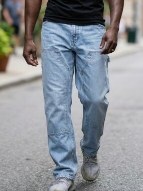 Forever 21 Men's Light Blue Relaxed Carpenter Jeans